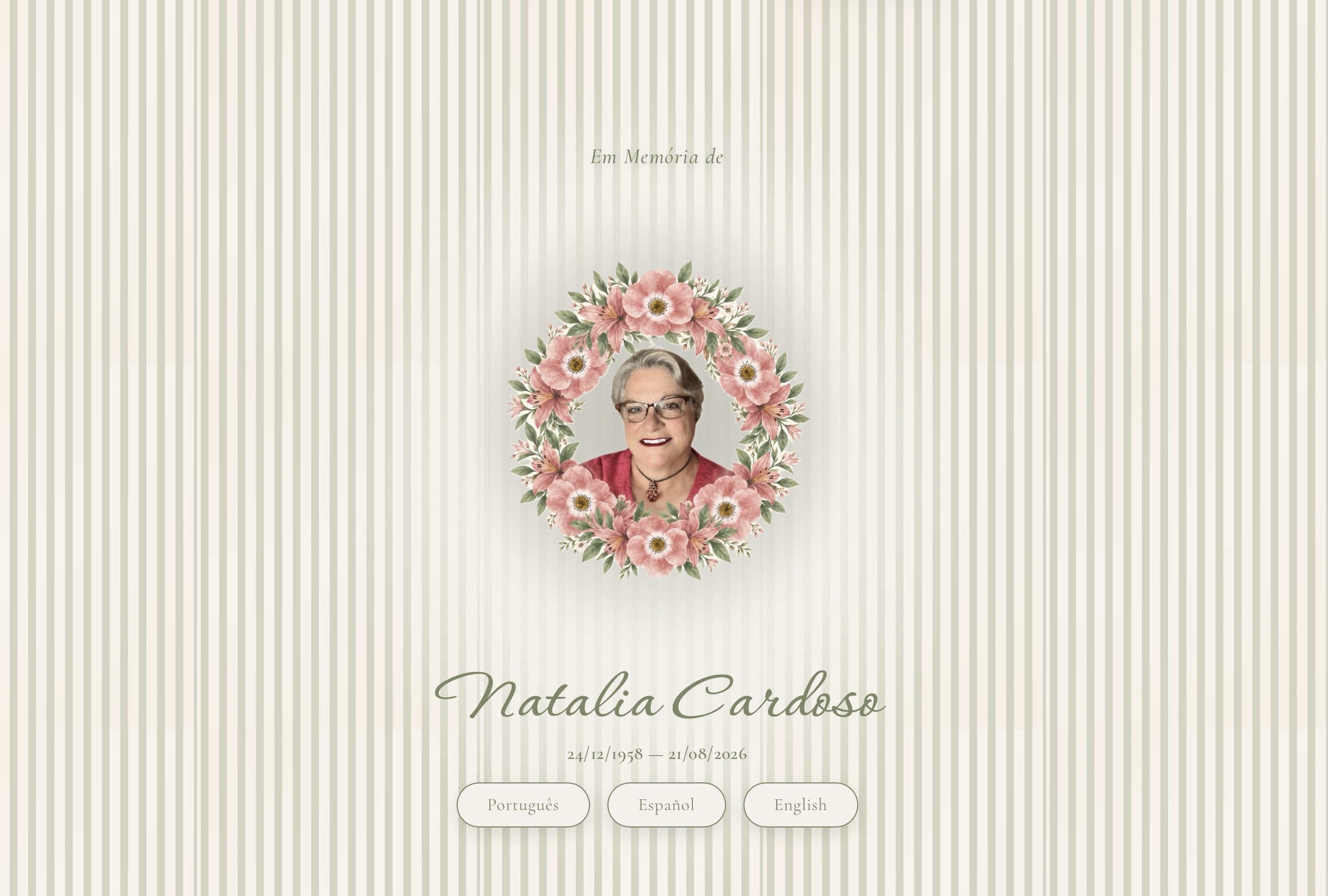 Natalia Cardoso memorial website preview